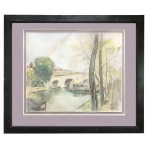 Héran-chaban (1887-1939), The Pont-marie In Paris, Watercolor, 1933