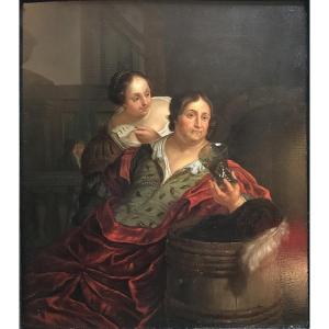 Scène Galante, Dutch School, 17th C., Willem Van Mieris (162-1747) Workshop