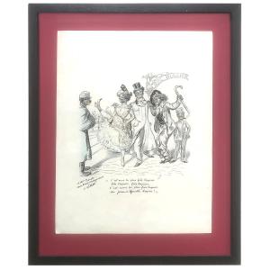 Adolphe-léon Willette (1857-1926), Cartoon Of The Bullier Ball, Ink And Pencil