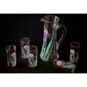 Art Nouveau Glass Drink Set By Legras, 1900 Century