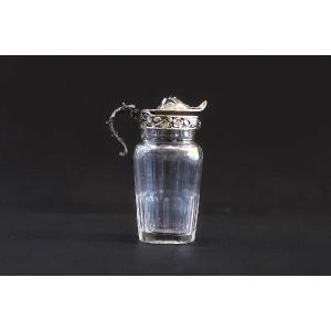 Rare French Art Nouveau Sterling Silver And Crystal Milk Jug (circa 1900)