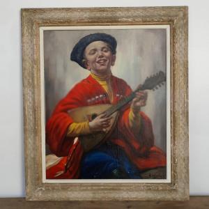 Painting On Canvas "the Bouzouki Player" A Scholleart
