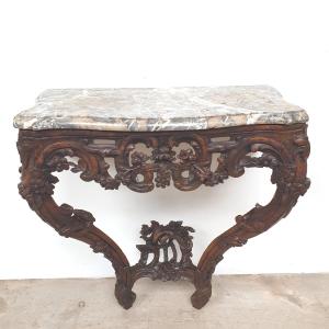 Louis 15 Period Natural Wood Console Table