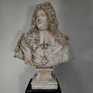 Large 19th Century Plaster Bust Of The Marquis De Louvois