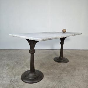 Cast Iron And Carrara Marble Display Table From A Chocolate Factory Circa 1900