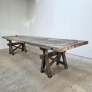 Large Late 19th-century Table From An Alpine Cheese Dairy 
