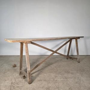 Whitewashed Wooden Console Table, Circa 1900 