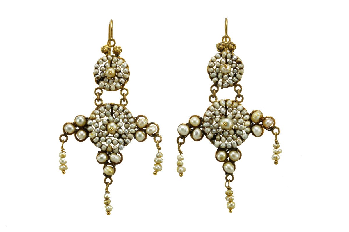 orecchini antichi in oro e perle