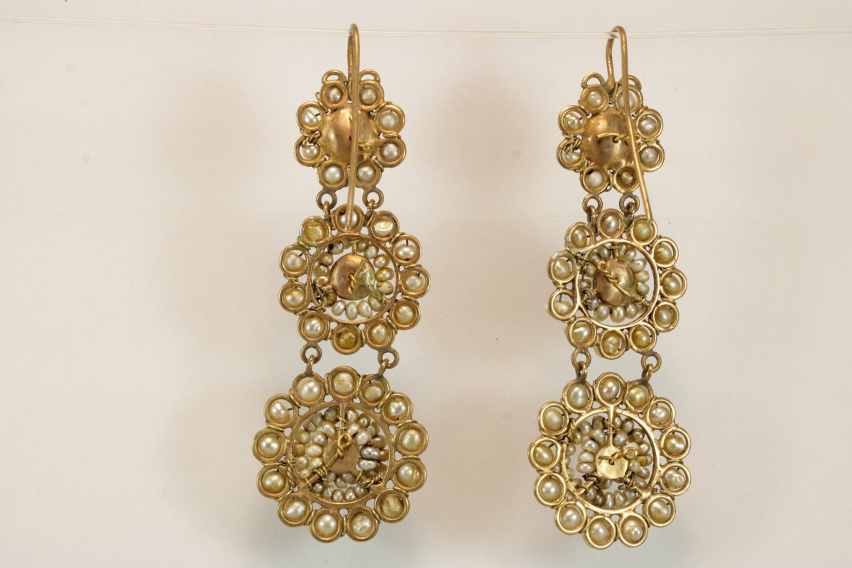 Orecchini antichi in oro e perle-photo-2