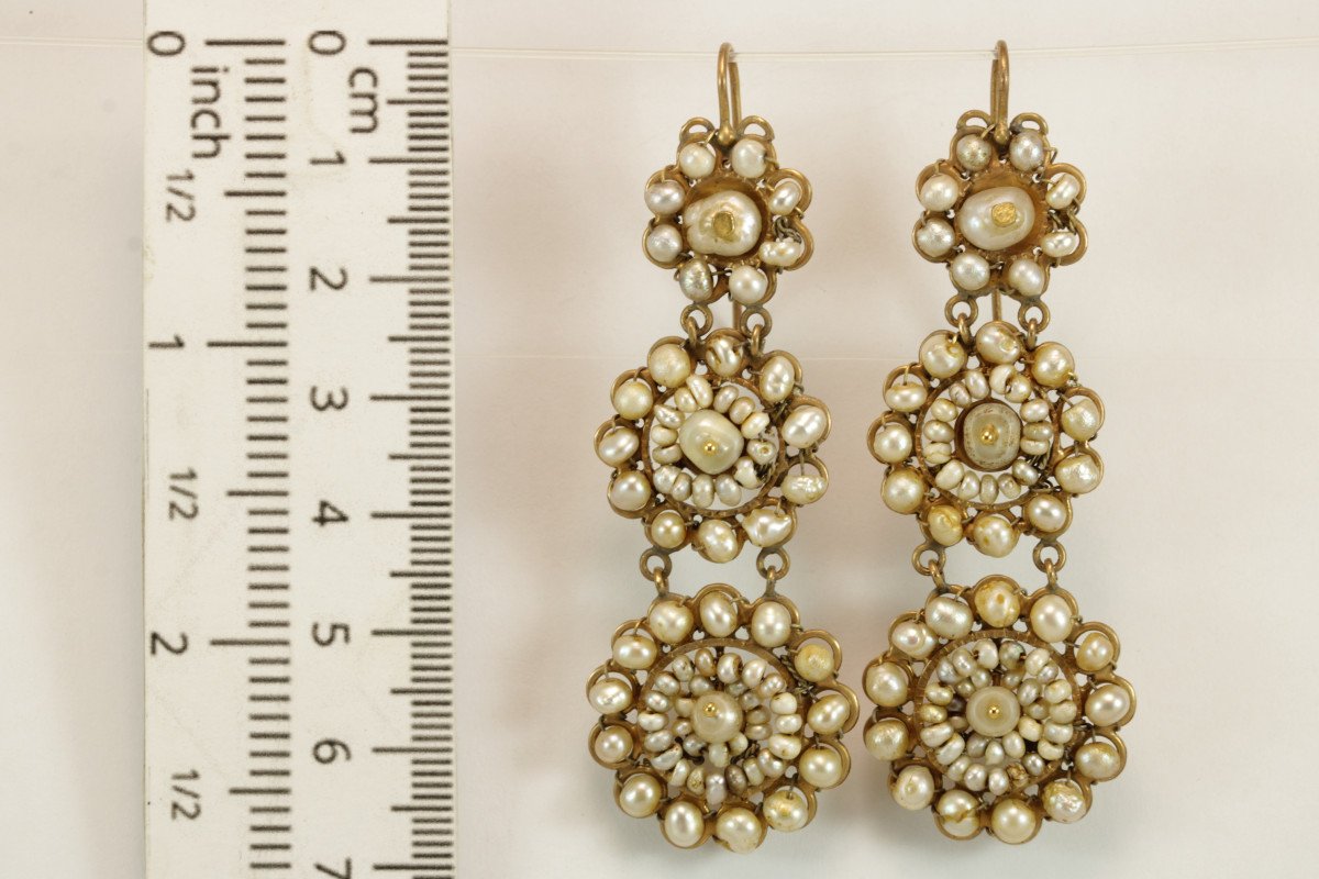 Orecchini antichi in oro e perle-photo-3