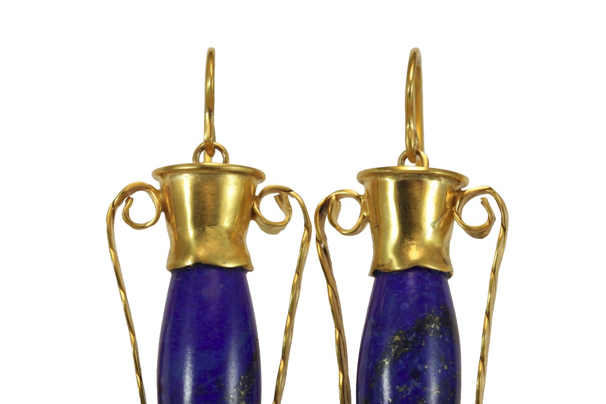 castellani orecchini antichi oro e lapislazzulo-photo-1