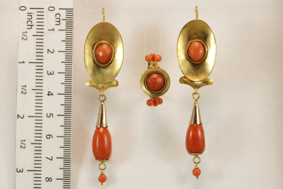 Orecchini e anello antichi di corallo-photo-4
