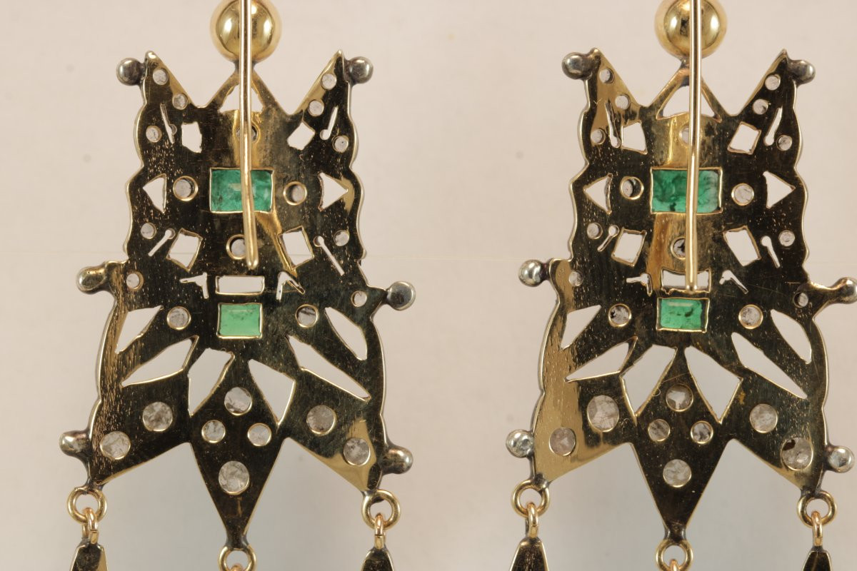 Orecchini catalani antichi oro,smeraldi e diamanti-photo-4