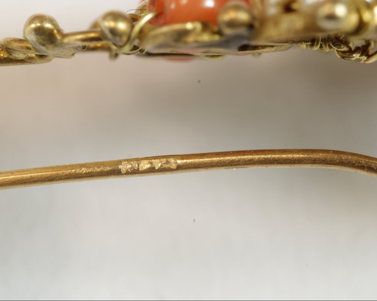 Orecchini in oro corallo e perle-photo-4