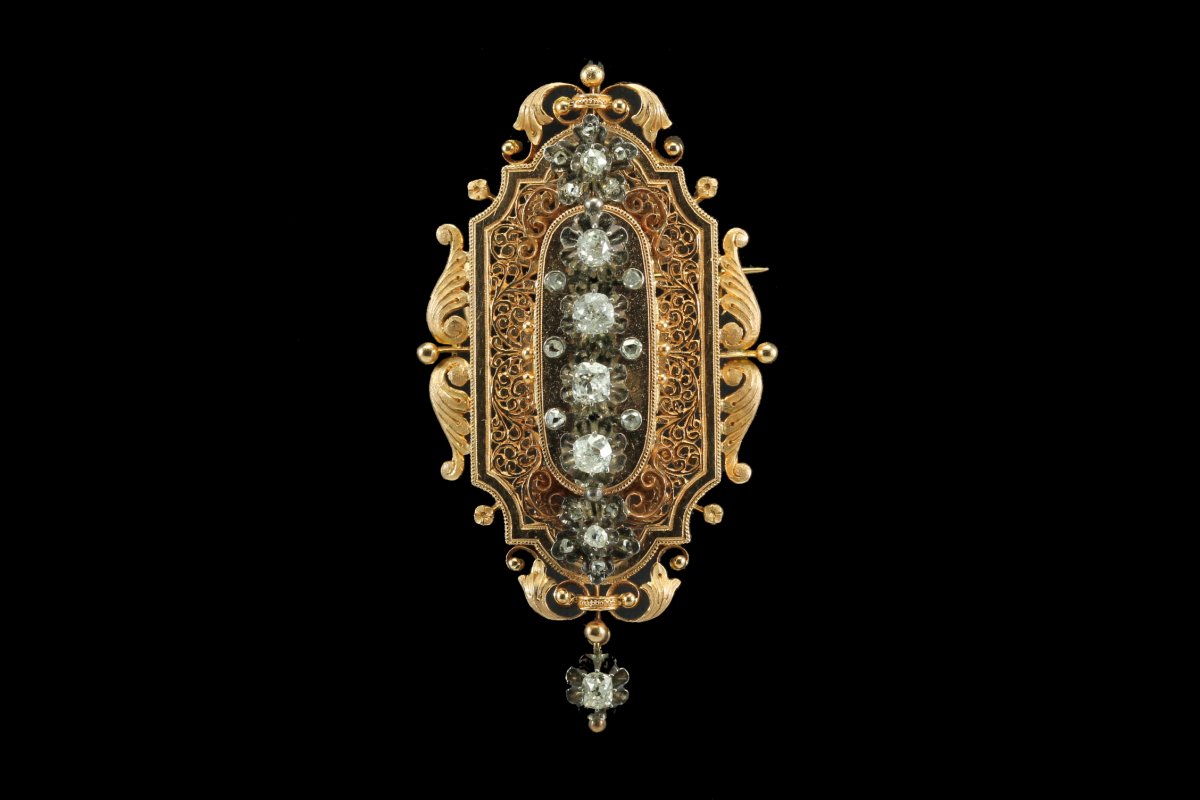 Broche Ancienne Or Diamants-photo-2