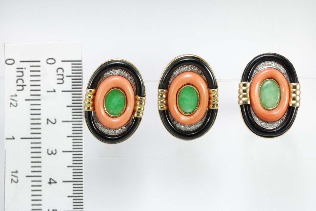 orecchini e anello in onix, corallo giada e diamanti-photo-6
