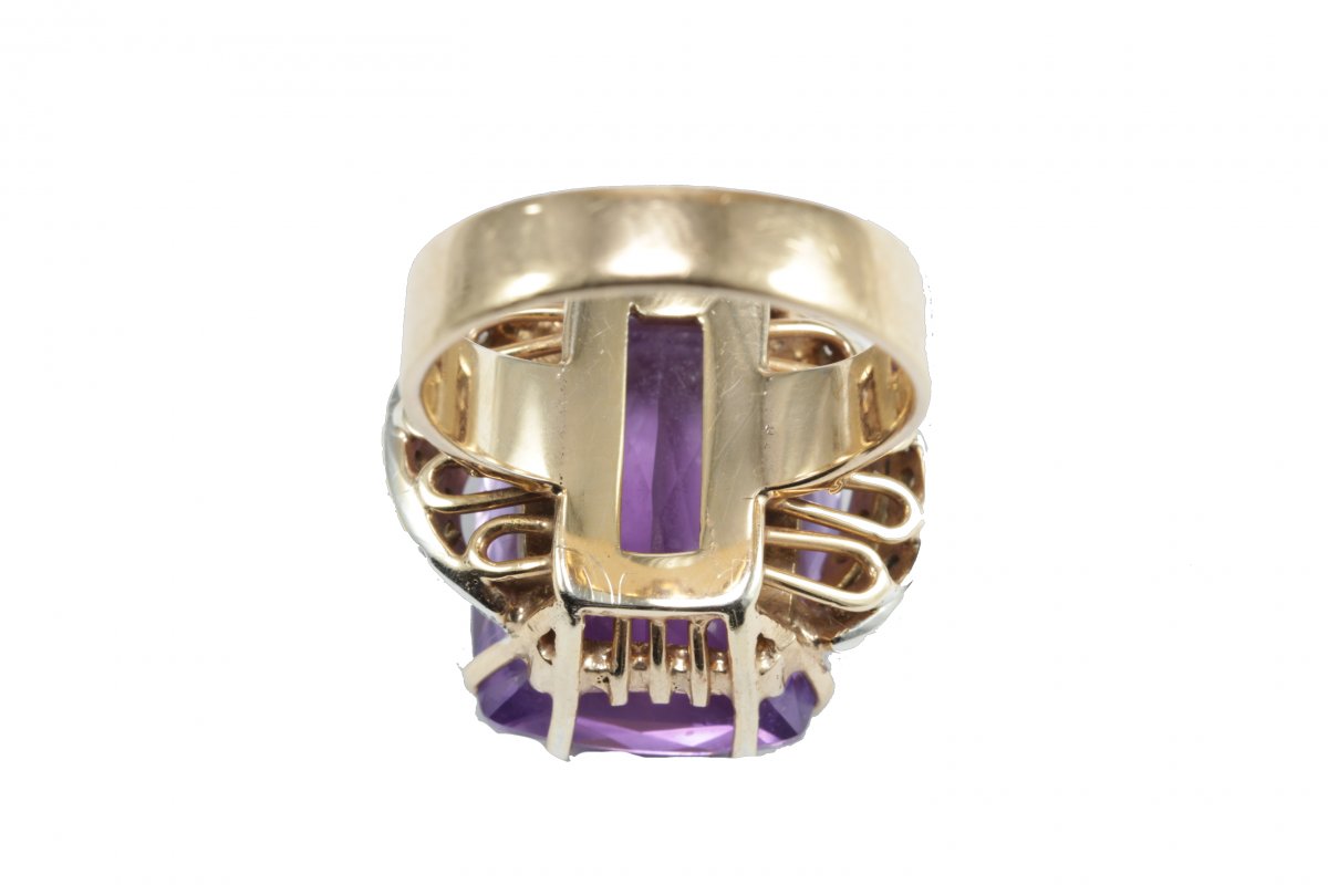 Bague Vintage Or Amethyste Diamant-photo-1