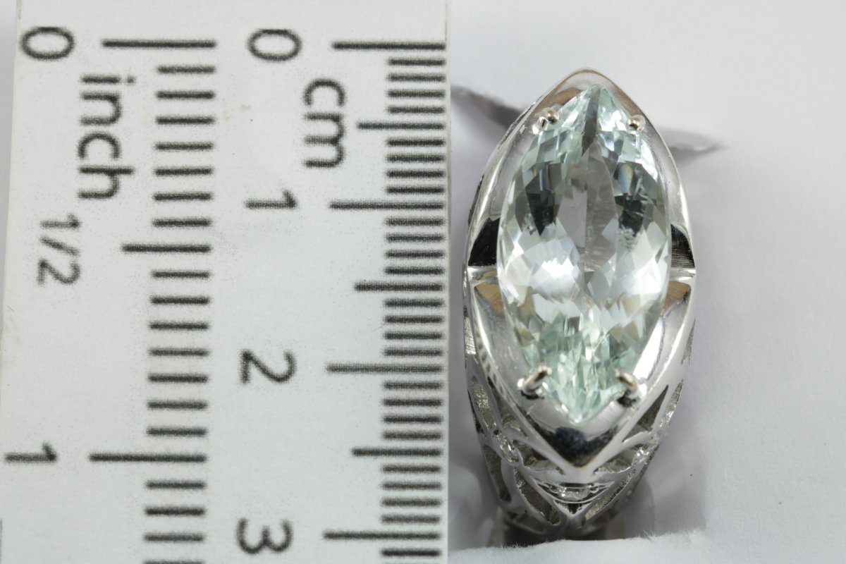 Bague Vintage Or Aigue-marine Diamant-photo-5