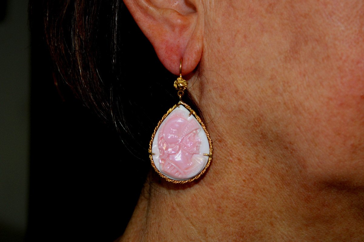 Boucles d'Oreilles Anciennes Or Corail  Camee-photo-3