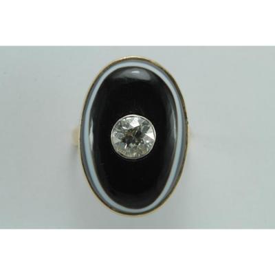 Bague Ancienne Or Diamant Agate