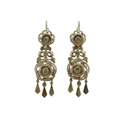 Boucles d'Oreilles Anciennes Or Diamants