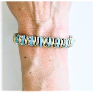18-carat Gold Bracelet With Blue Enamel And Diamonds