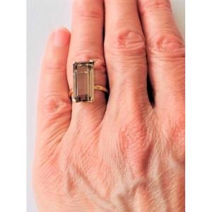 18 Carat Gold Smoky Quartz Ring From The 60s