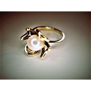 1960s 18k Gold Pearl Ring