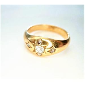 Napoleon III Ring In 18-carat Rose Gold Set With Diamonds