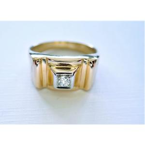 18k Rose Gold Diamond Tank Ring