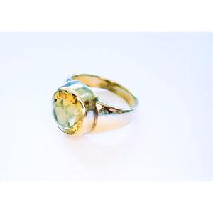 60s Ring With Yellow Stone