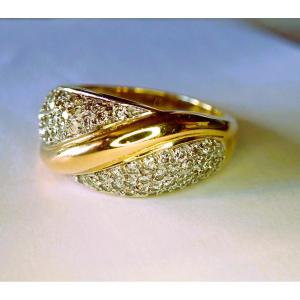 Diamond-set Godron Ring  