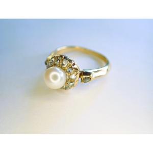 Pearl And Rose-cut Diamond Ring, Late 19th Century, 18-carat Gold