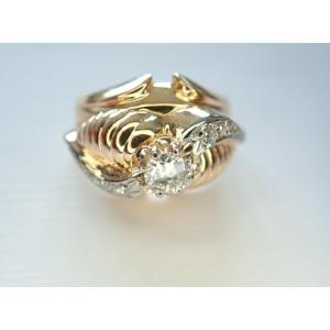 18k Rose Gold Art Deco Ring Set With Diamonds
