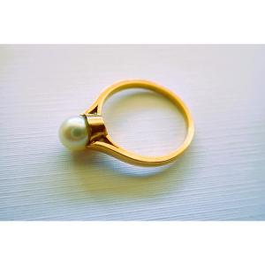 18k Gold Pearl Ring 