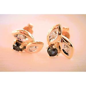 Pair Of 18-carat Gold Diamond And Sapphire Earrings