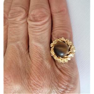 Tiger's Eye Stone Ring In 18-karat Gold