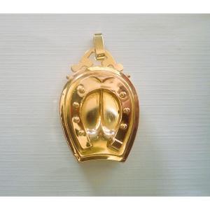 Horseshoe Motif Cassolette Pendant In 18-carat Rose Gold, Napoleon III Period