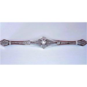 Art Deco Brooch In 18-carat White Gold Set With Diamonds