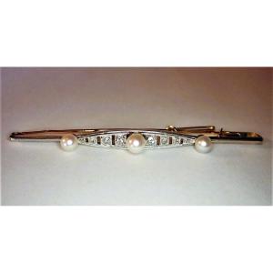 Two-tone Art Deco Brooch In 18-carat White And Yellow Gold, Set With Diamonds