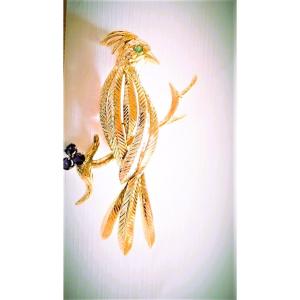 Bird Brooch Set With Sapphires And Emeralds In 18-carat Gold
