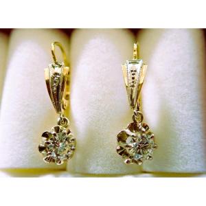 Pair Of 18-karat Gold Diamond Sleeper Earrings