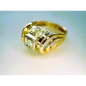Tank Art Deco Ring With Diamonds And 18-carat Gold