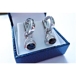 18k White Gold Sapphire And Diamond Earrings