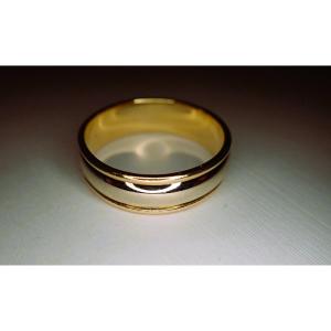 Two-tone Wedding Band In 18-karat Yellow And White Gold