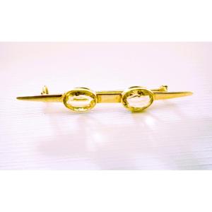 18-carat Gold Brooch Set With 2 Citrines