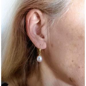 Pair Of 18k Gold Rose Pearl Earrings