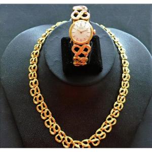 Nivada 18-carat Gold Necklace And Watch Set