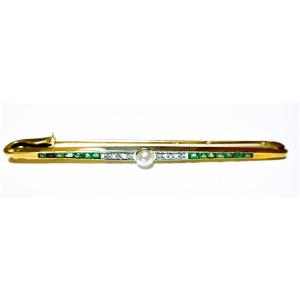 Art Deco Diamond And Emerald Brooch In 18-carat Gold