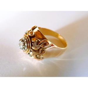 Art Deco Ball Ring With Diamonds